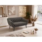 Sofa PIRS 2 - ciemnoszary, welwet - nóżki,  czarny