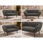 Sofa PIRS 2 - ciemnoszary, welwet - nóżki,  czarny