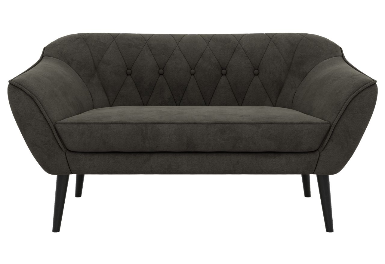 Sofa PIRS 2 - ciemnoszary, welwet - nóżki,  czarny