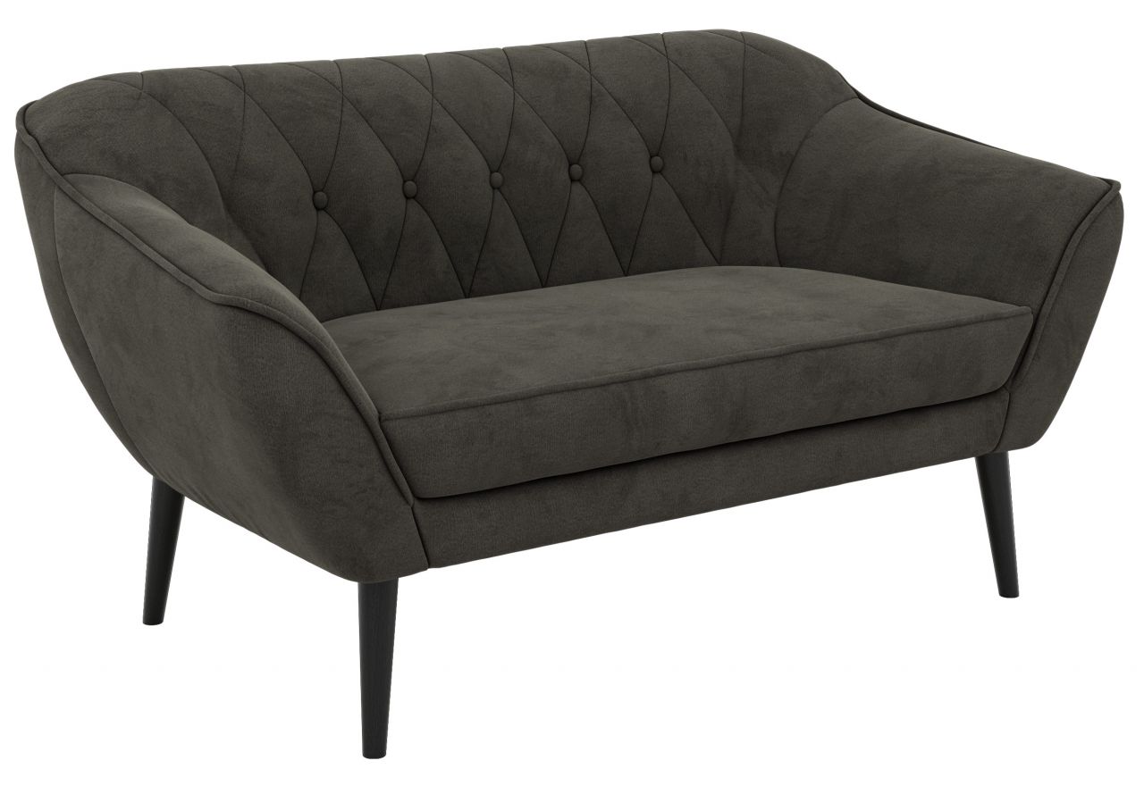 Sofa PIRS 2 - ciemnoszary, welwet - nóżki,  czarny