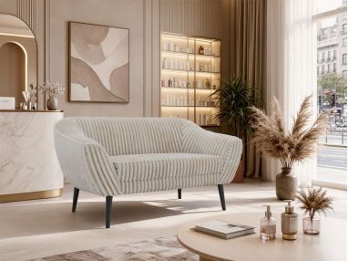 Sofa PIRS 2 - beżowy, sztruks - nóżki,  czarny