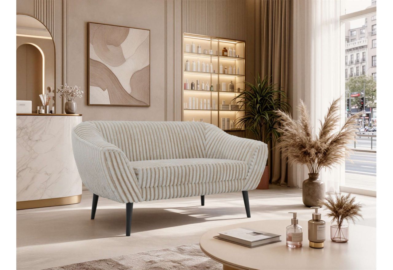 Sofa PIRS 2 - beżowy, sztruks - nóżki,  czarny