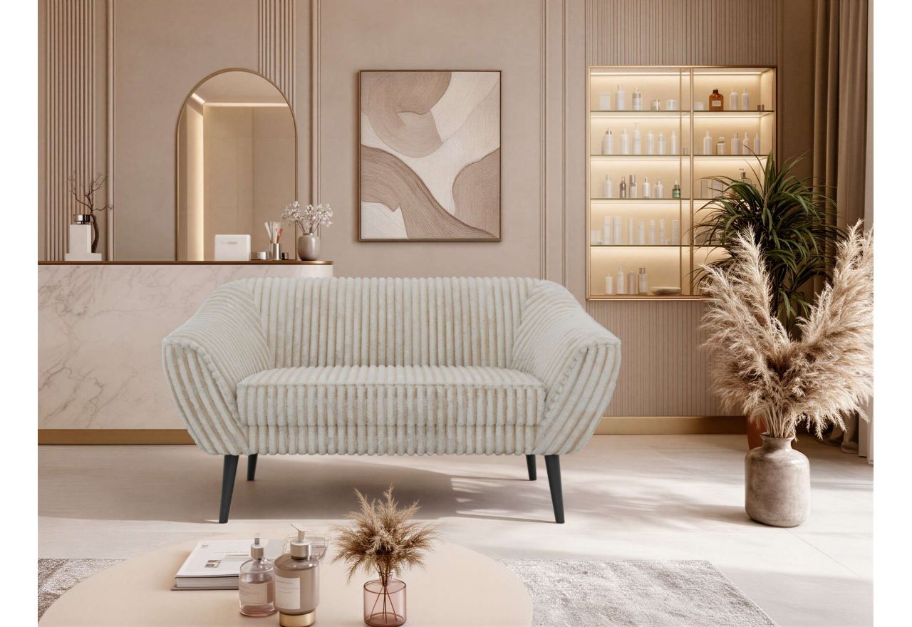 Sofa PIRS 2 - beżowy, sztruks - nóżki,  czarny