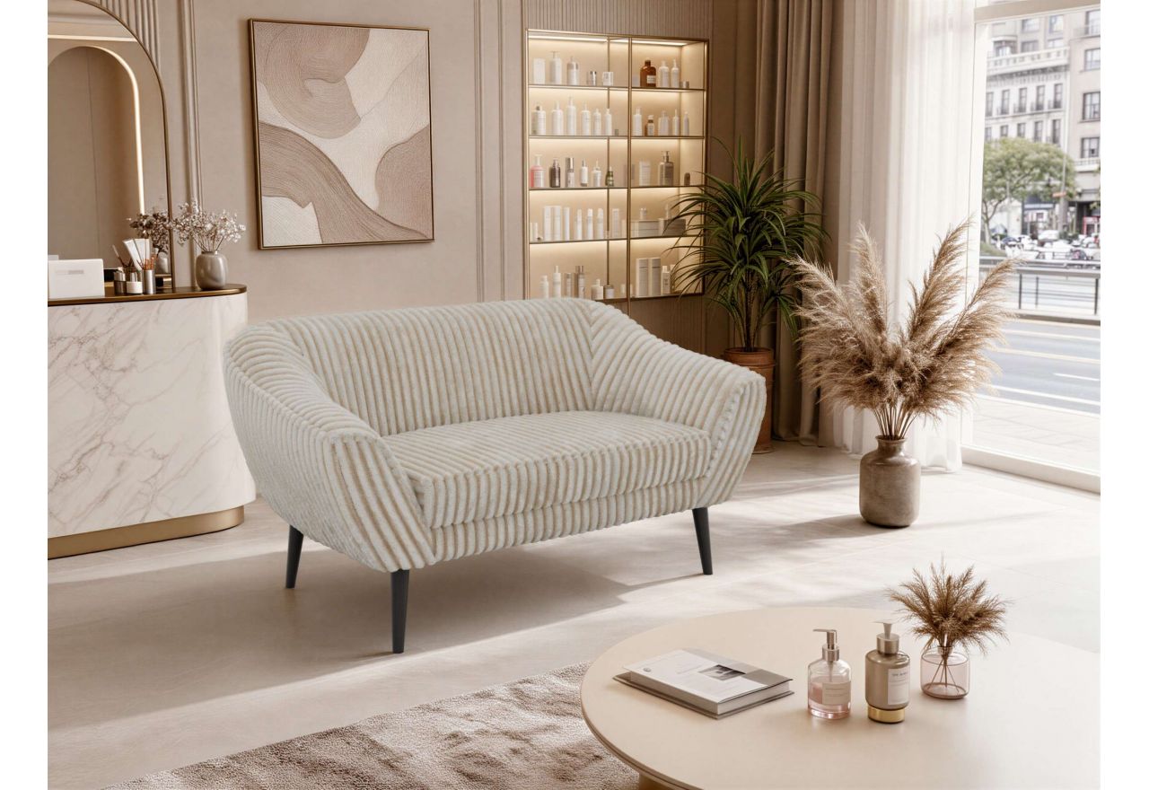 Sofa PIRS 2 - beżowy, sztruks - nóżki,  czarny