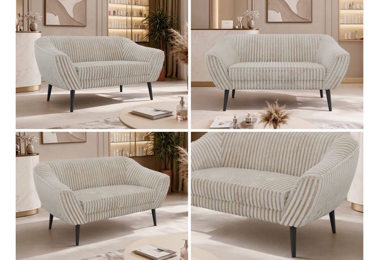 Sofa PIRS 2 - beżowy, sztruks - nóżki,  czarny