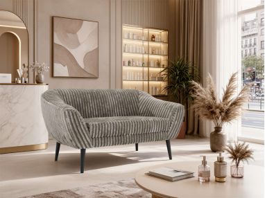 Sofa PIRS 2 - jasnobrązowy, sztruks - nóżki,  czarny