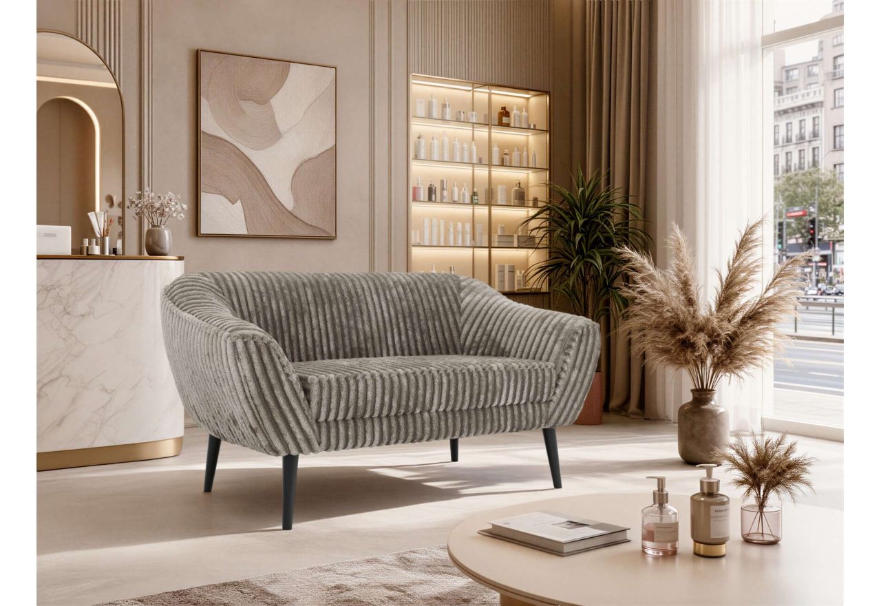 Sofa PIRS 2 - jasnobrązowy, sztruks - nóżki,  czarny