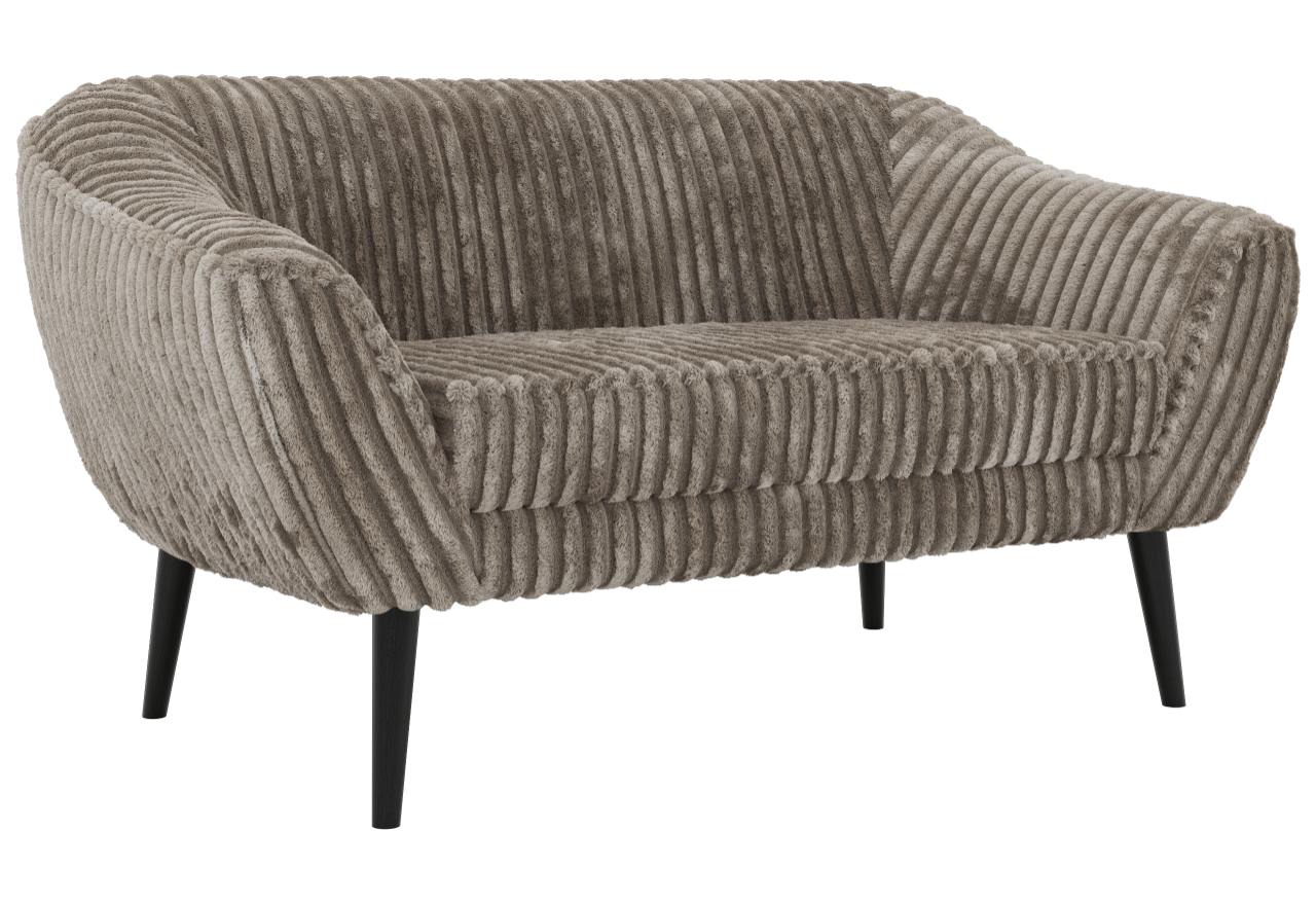 Sofa PIRS 2 - jasnobrązowy, sztruks - nóżki,  czarny