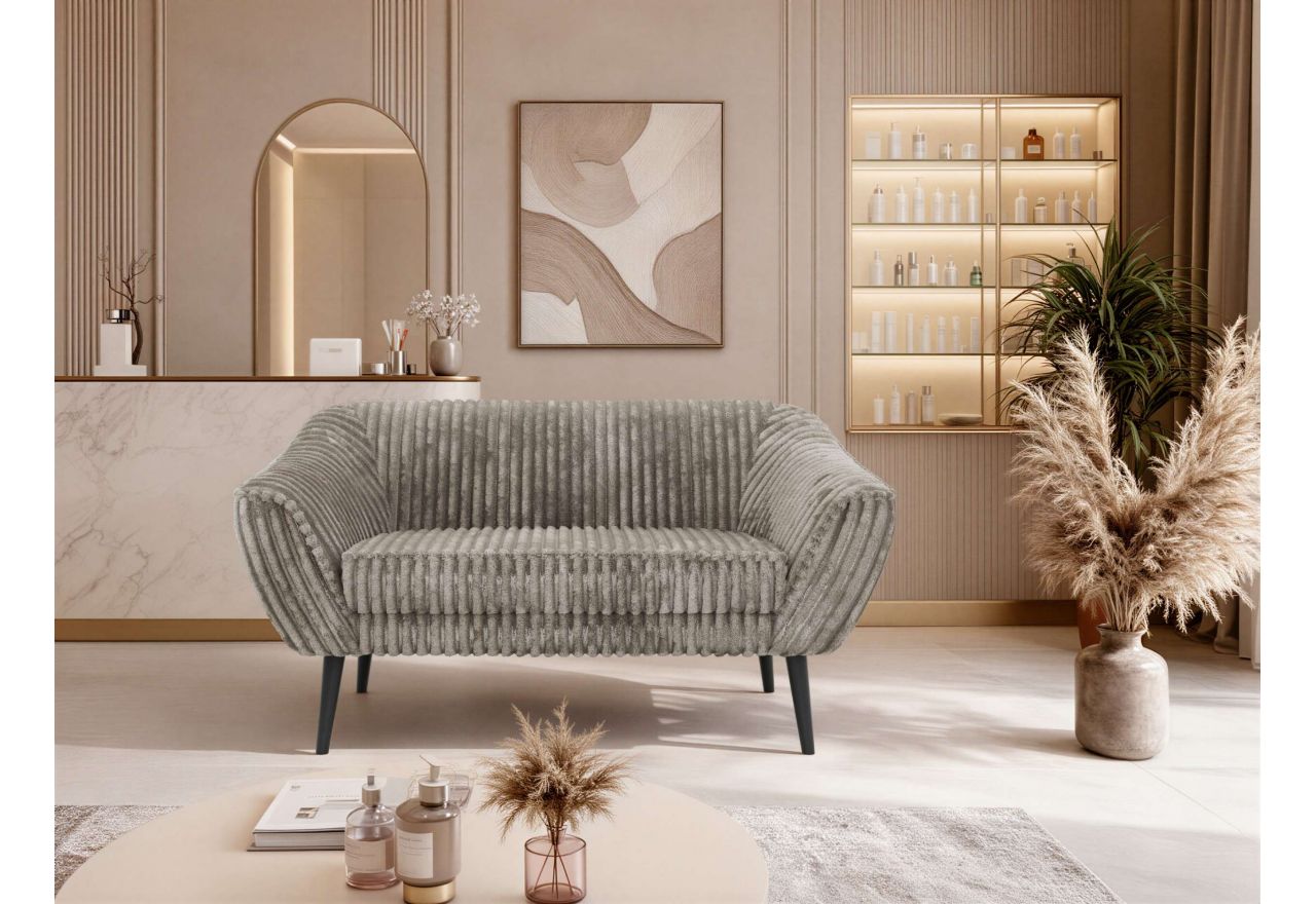 Sofa PIRS 2 - jasnobrązowy, sztruks - nóżki,  czarny