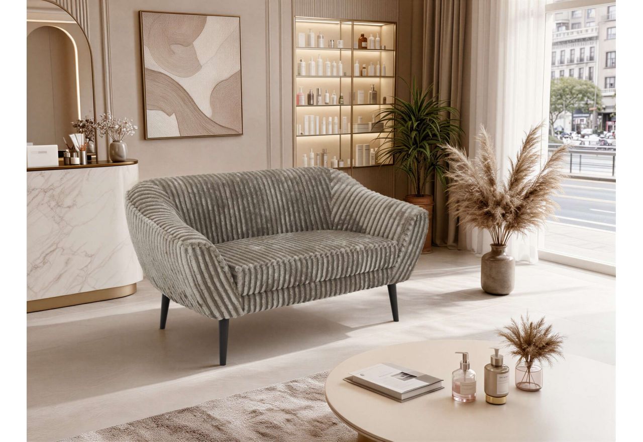 Sofa PIRS 2 - jasnobrązowy, sztruks - nóżki,  czarny