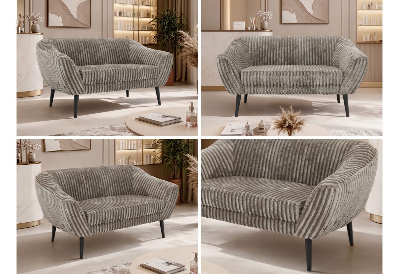 Sofa PIRS 2 - jasnobrązowy, sztruks - nóżki,  czarny