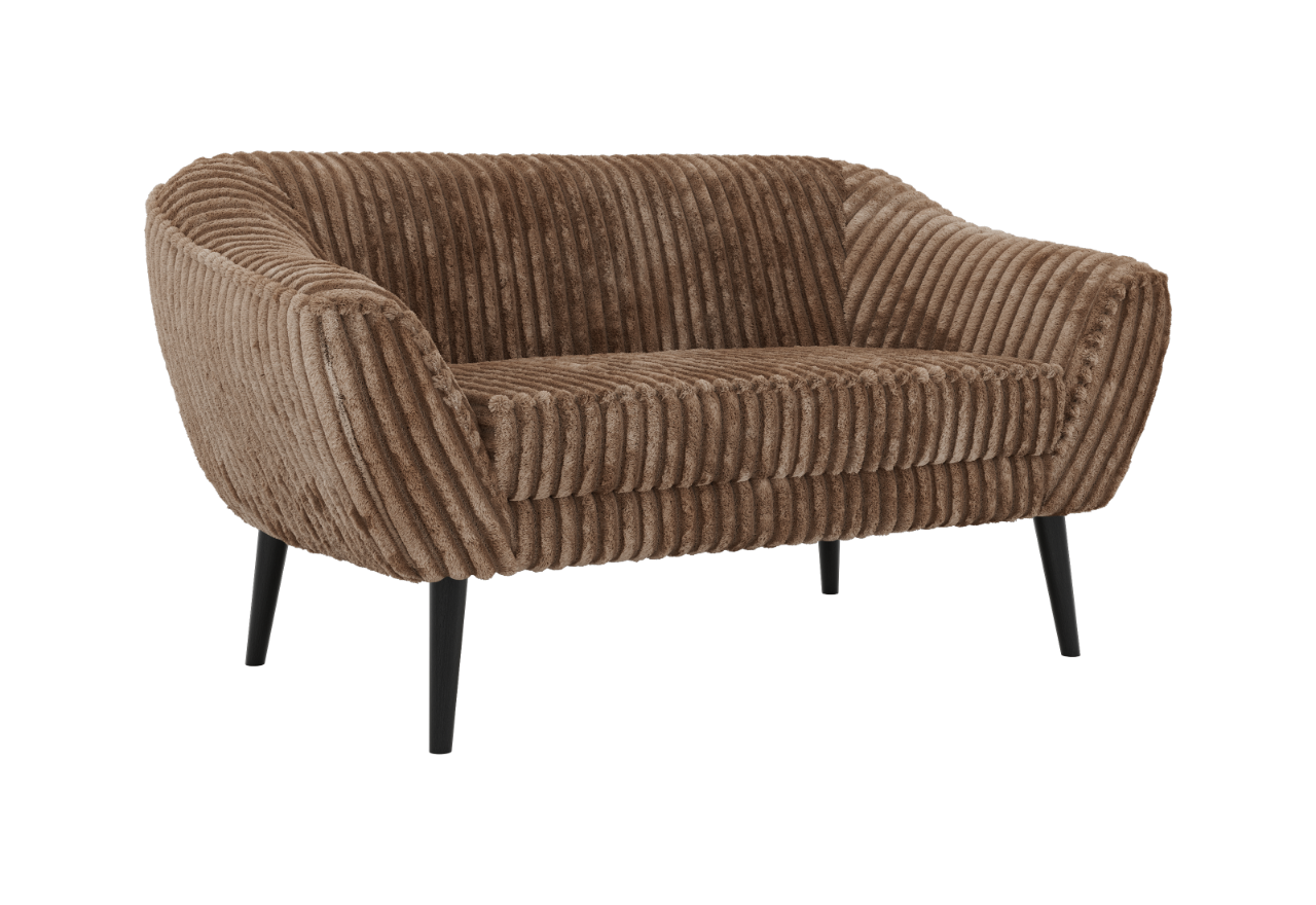 Sofa PIRS 2 - brązowy, sztruks - nóżki,  czarny
