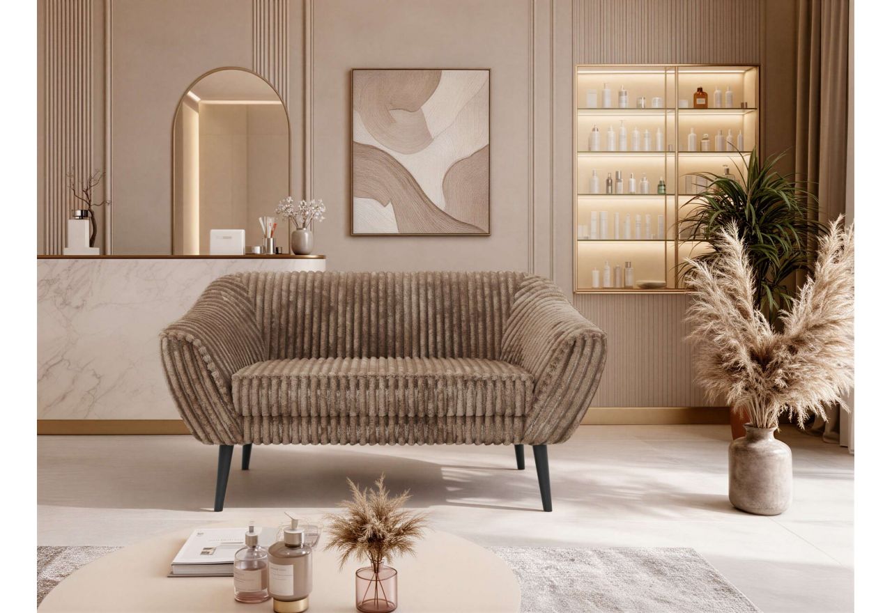 Sofa PIRS 2 - brązowy, sztruks - nóżki,  czarny