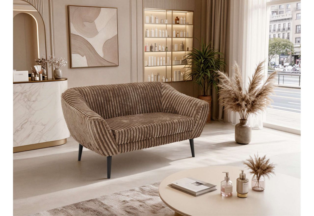 Sofa PIRS 2 - brązowy, sztruks - nóżki,  czarny