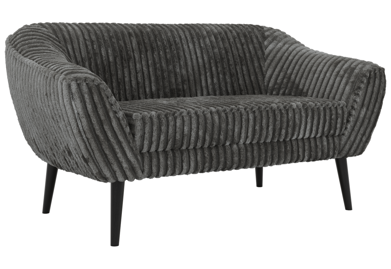 Sofa PIRS 2 - szary, sztruks - nóżki,  czarny