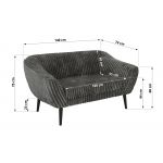 Sofa PIRS 2 - szary, sztruks - nóżki,  czarny