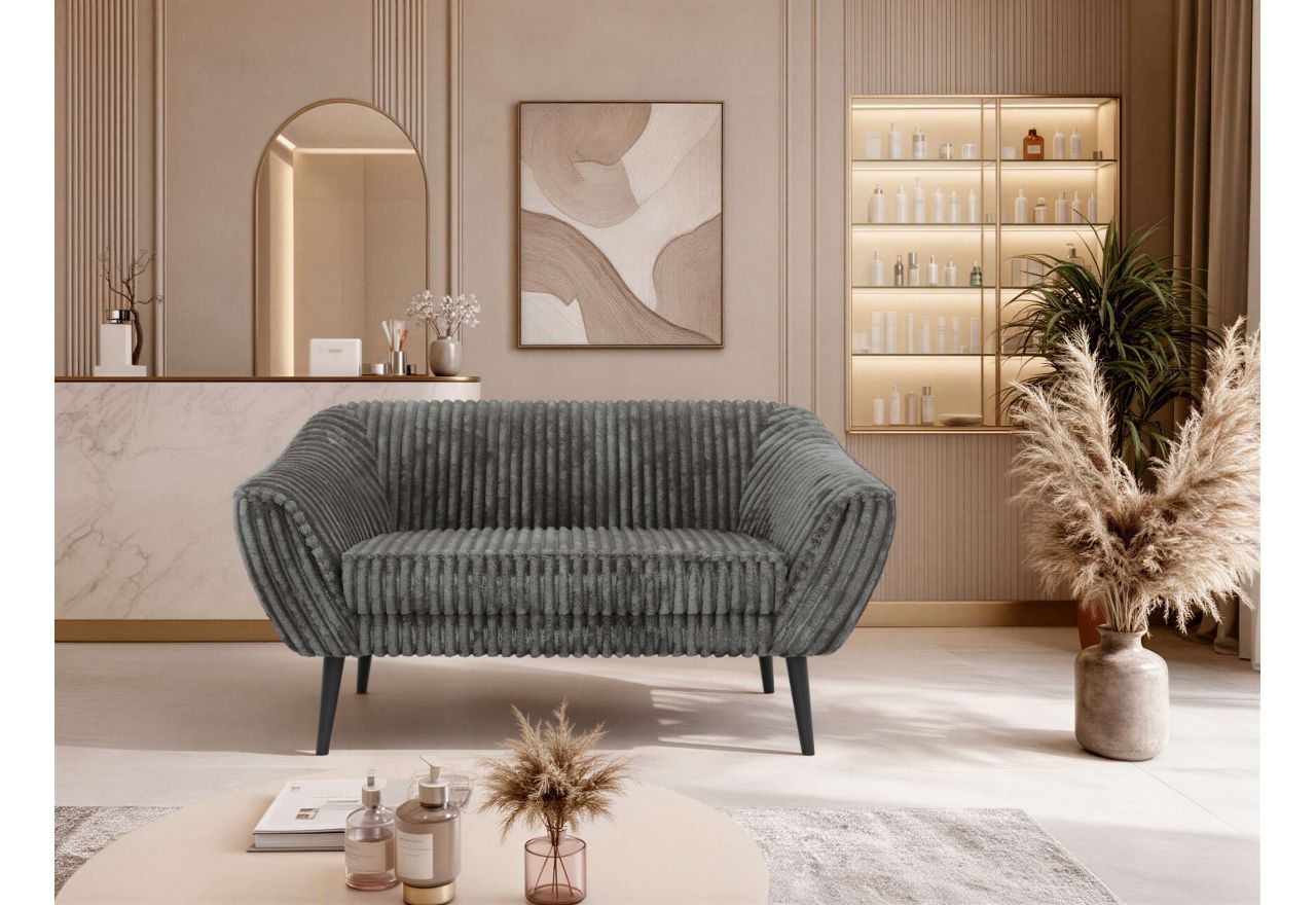 Sofa PIRS 2 - szary, sztruks - nóżki,  czarny