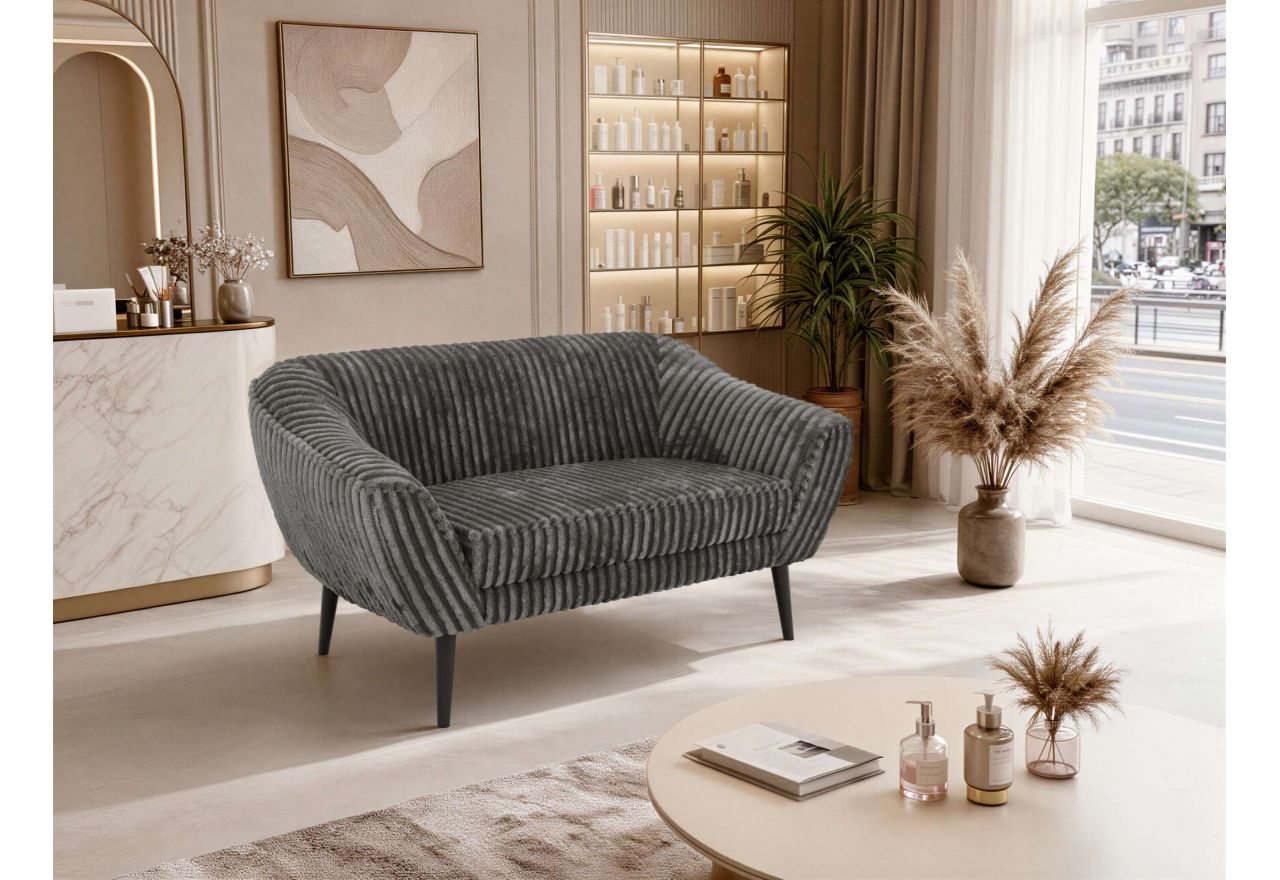 Sofa PIRS 2 - szary, sztruks - nóżki,  czarny