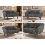 Sofa PIRS 2 - szary, sztruks - nóżki,  czarny