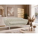 Sofa PIRS 3 - kremowy, welwet - nóżki,  biały