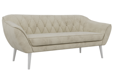 Sofa PIRS 3 - kremowy, welwet - nóżki,  biały
