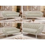 Sofa PIRS 3 - kremowy, welwet - nóżki,  biały