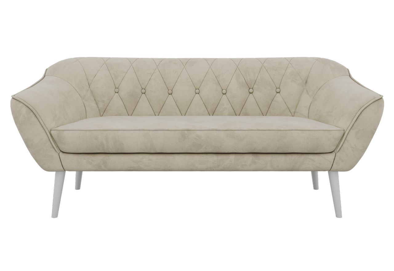 Sofa PIRS 3 - kremowy, welwet - nóżki,  biały