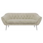 Sofa PIRS 3 - kremowy, welwet - nóżki,  biały