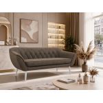 Sofa PIRS 3 - brązowy, welwet - nóżki,  biały