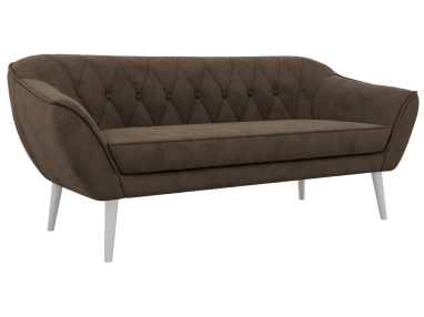Sofa PIRS 3 - brązowy, welwet - nóżki,  biały