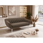Sofa PIRS 3 - brązowy, welwet - nóżki,  biały