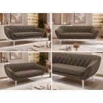 Sofa PIRS 3 - brązowy, welwet - nóżki,  biały