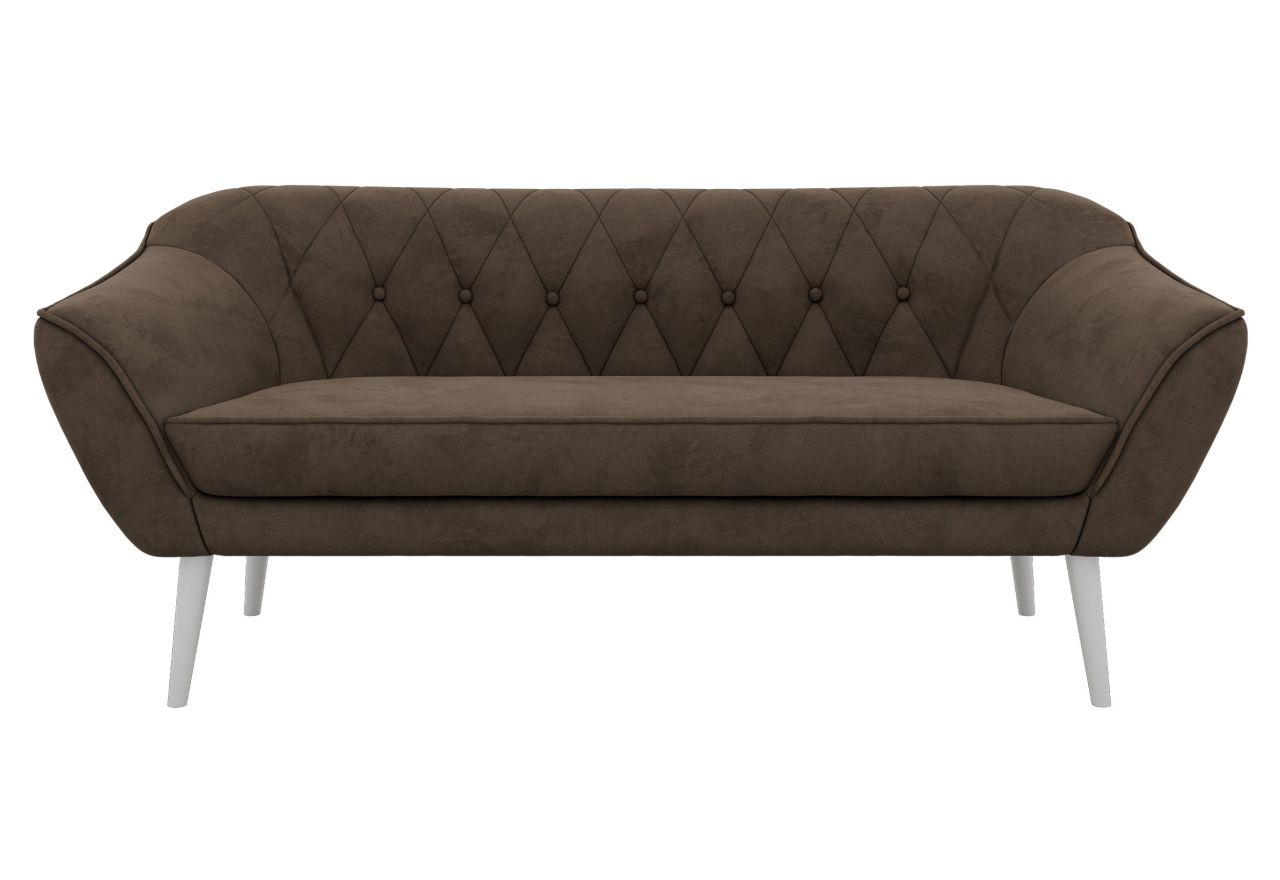 Sofa PIRS 3 - brązowy, welwet - nóżki,  biały