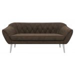 Sofa PIRS 3 - brązowy, welwet - nóżki,  biały