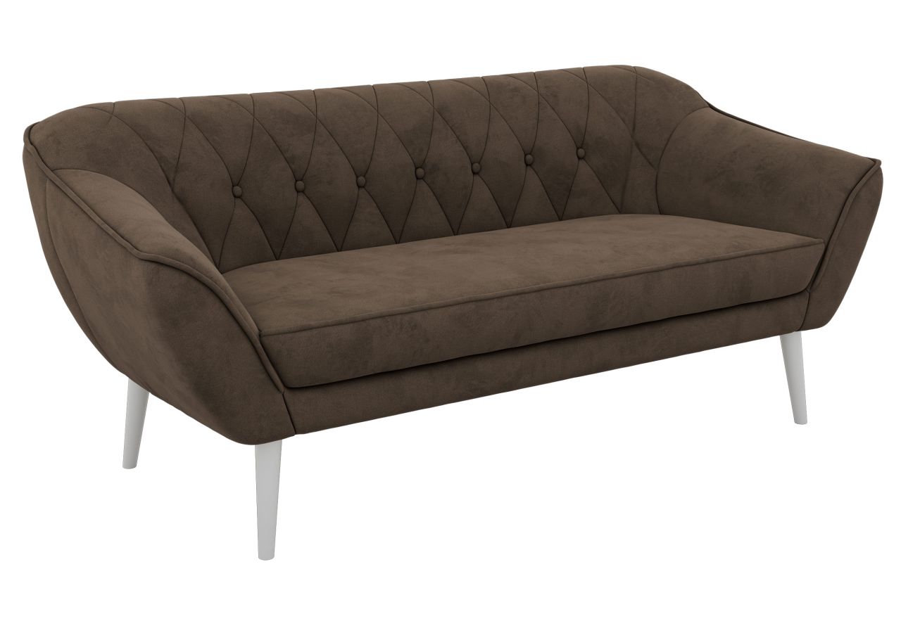 Sofa PIRS 3 - brązowy, welwet - nóżki,  biały