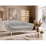 Sofa PIRS 3 - jasnoszary, welwet - nóżki,  biały