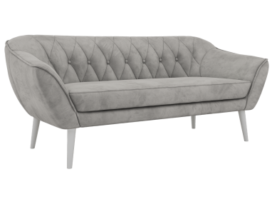 Sofa PIRS 3 - jasnoszary, welwet - nóżki,  biały