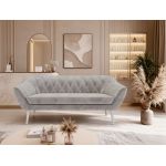 Sofa PIRS 3 - jasnoszary, welwet - nóżki,  biały