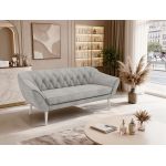 Sofa PIRS 3 - jasnoszary, welwet - nóżki,  biały