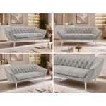 Sofa PIRS 3 - jasnoszary, welwet - nóżki,  biały