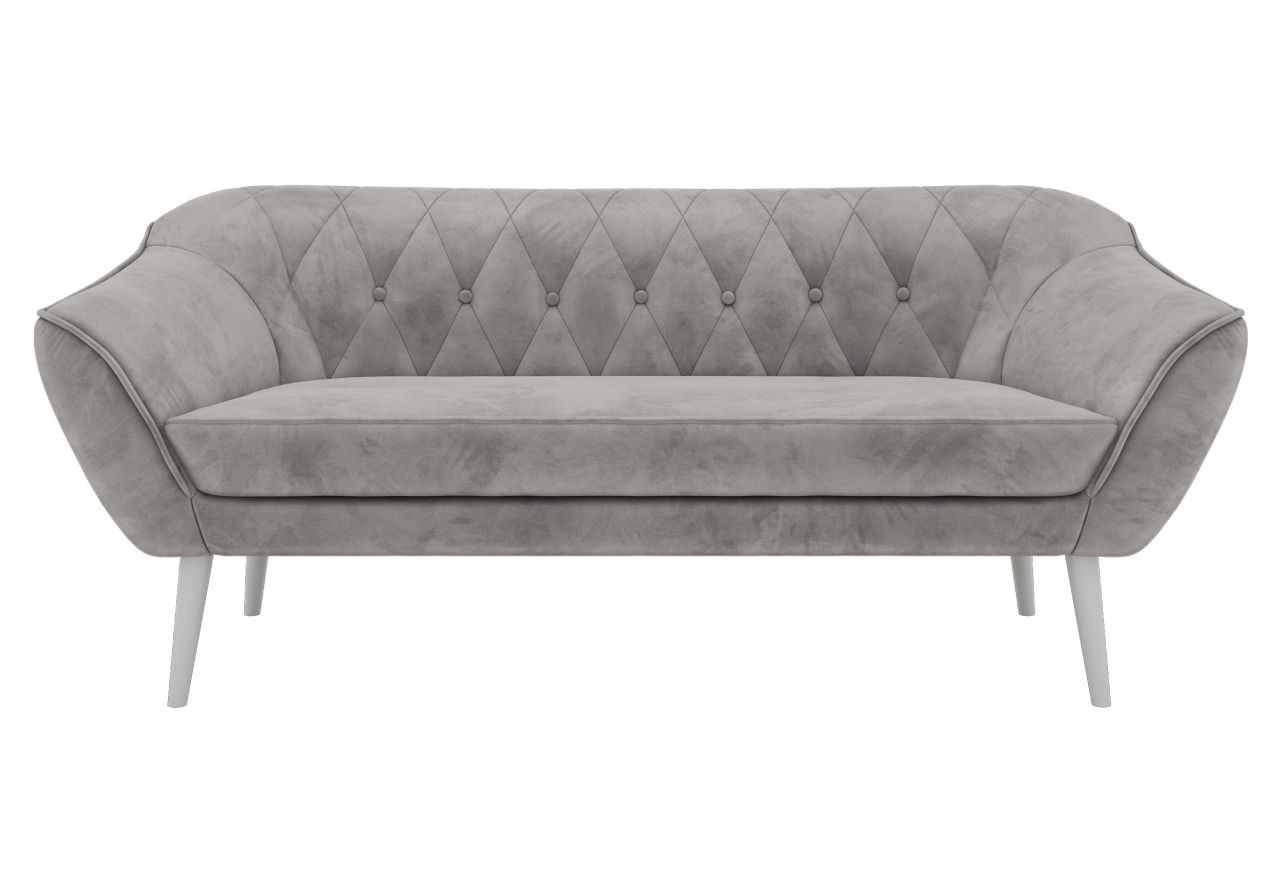 Sofa PIRS 3 - jasnoszary, welwet - nóżki,  biały