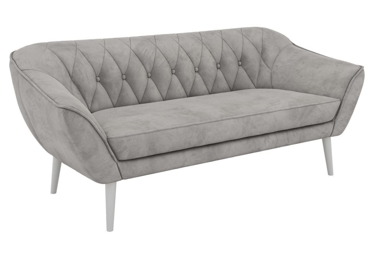 Sofa PIRS 3 - jasnoszary, welwet - nóżki,  biały