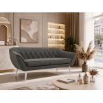 Sofa PIRS 3 - ciemnoszary, welwet - nóżki,  biały
