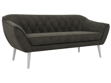 Sofa PIRS 3 - ciemnoszary, welwet - nóżki,  biały