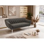 Sofa PIRS 3 - ciemnoszary, welwet - nóżki,  biały