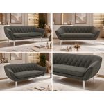 Sofa PIRS 3 - ciemnoszary, welwet - nóżki,  biały