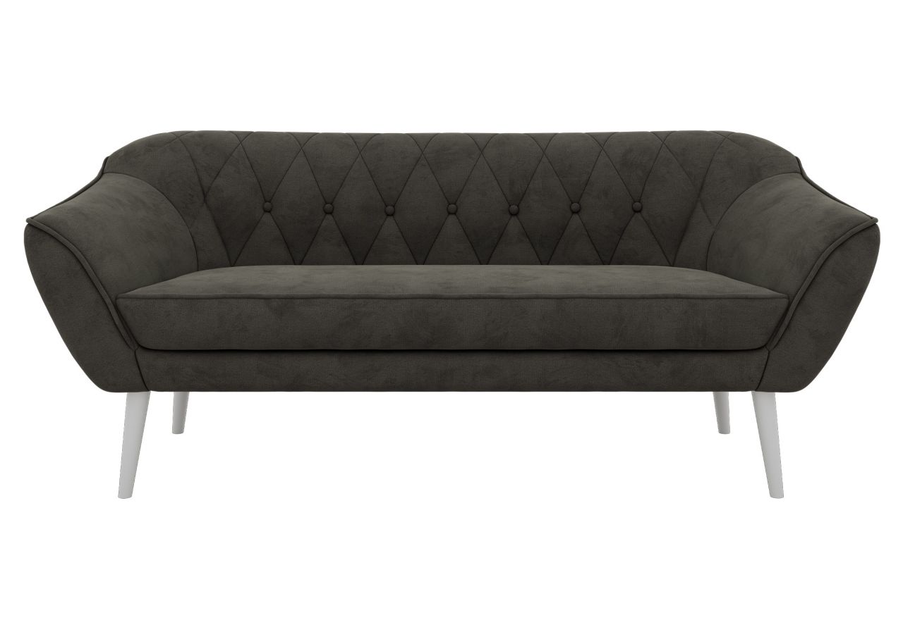 Sofa PIRS 3 - ciemnoszary, welwet - nóżki,  biały