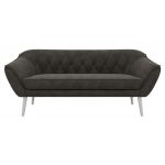 Sofa PIRS 3 - ciemnoszary, welwet - nóżki,  biały