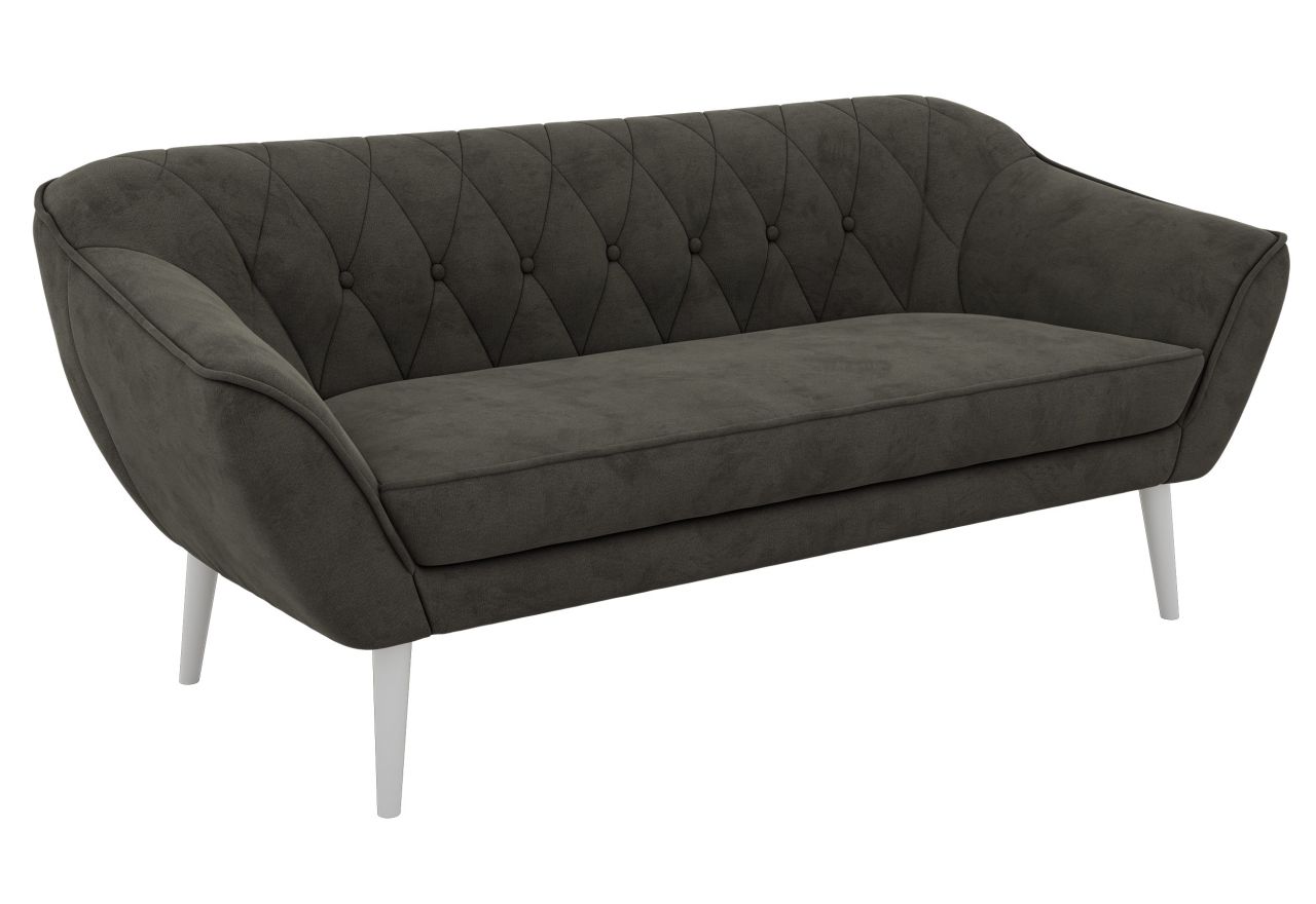 Sofa PIRS 3 - ciemnoszary, welwet - nóżki,  biały