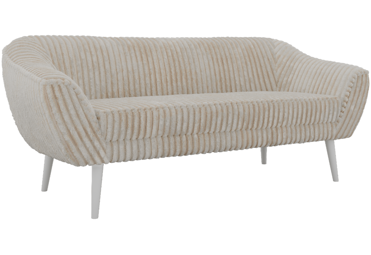Sofa PIRS 3 - beżowy, sztruks - nóżki,  biały